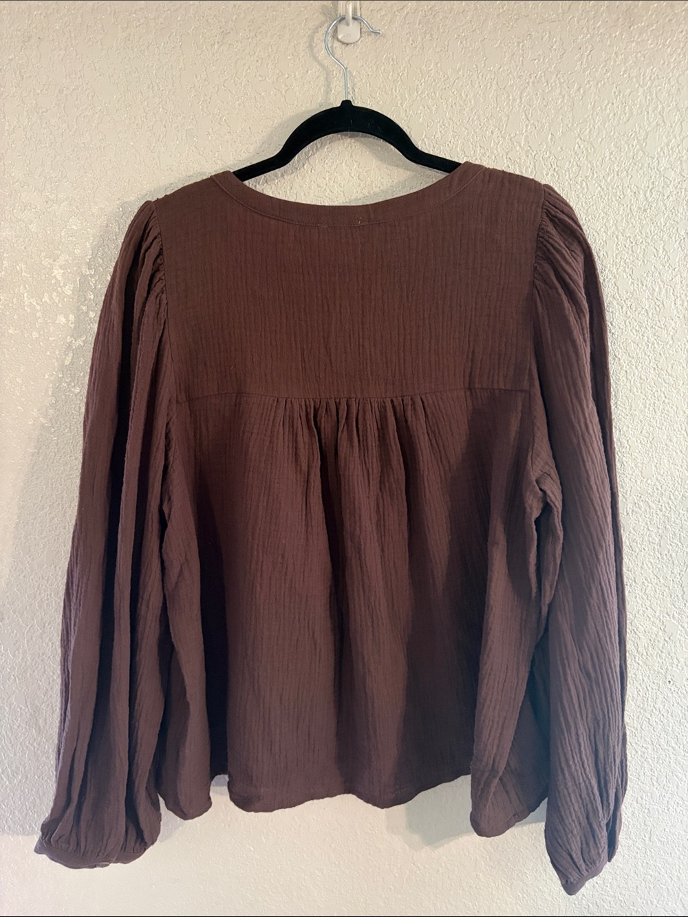 🤎NWT Anniewear “Aniston Top” 💯% Cotton🙌🏻 Button-Down w/Embroidery Chocolate🍫 XL - Picture 11 of 11